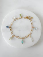Tranquil Waters Gemstone Stack Charm Bracelet