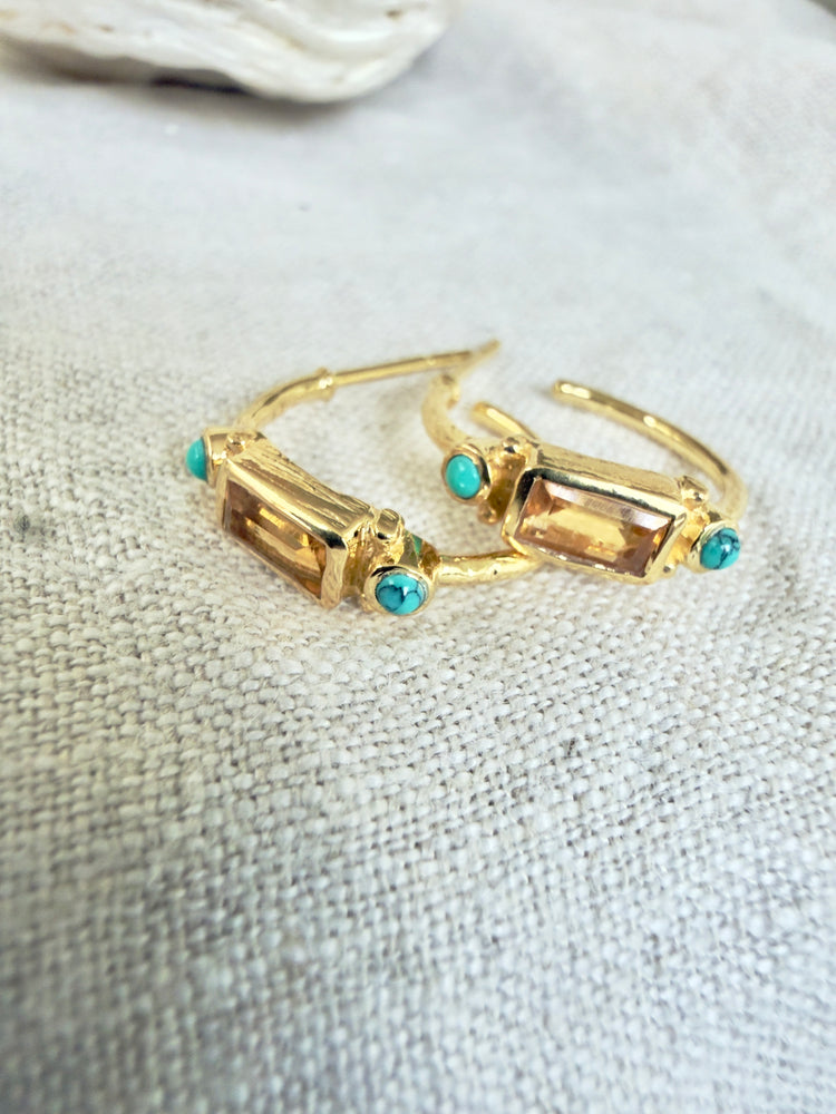 Nya Citrine and Turquoise Earrings