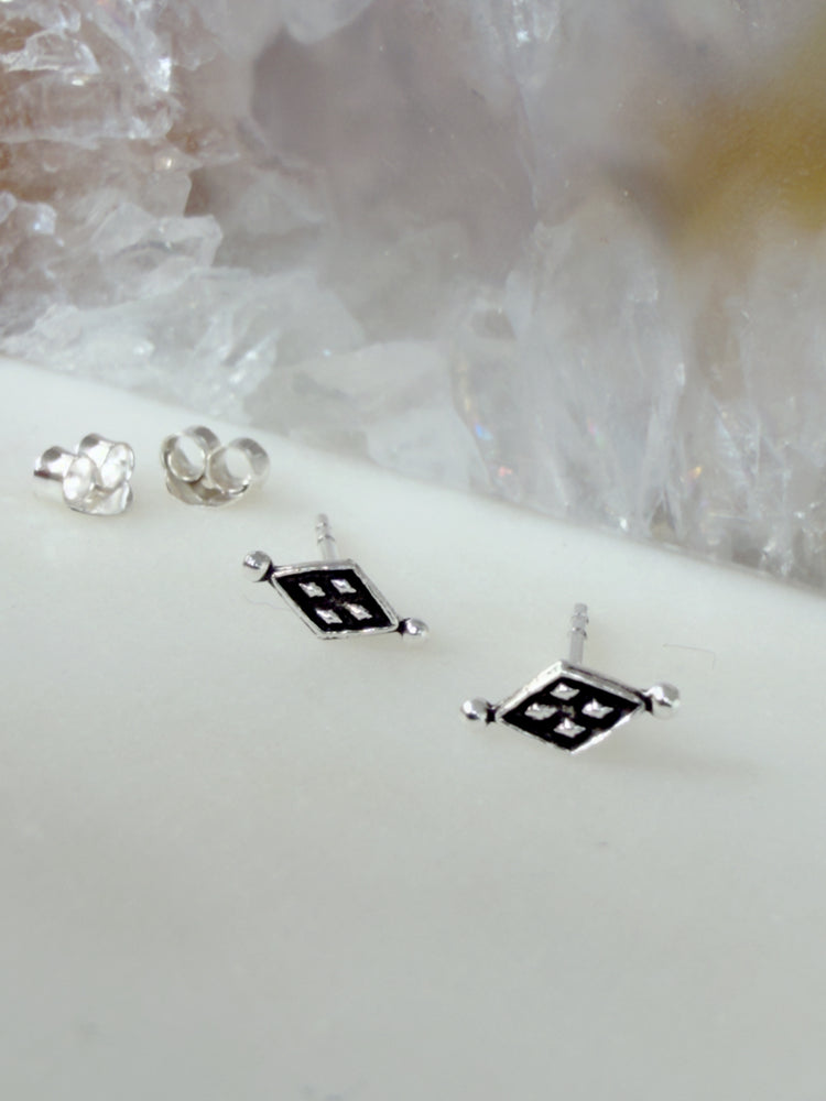 Diamond Dot Silver Studs