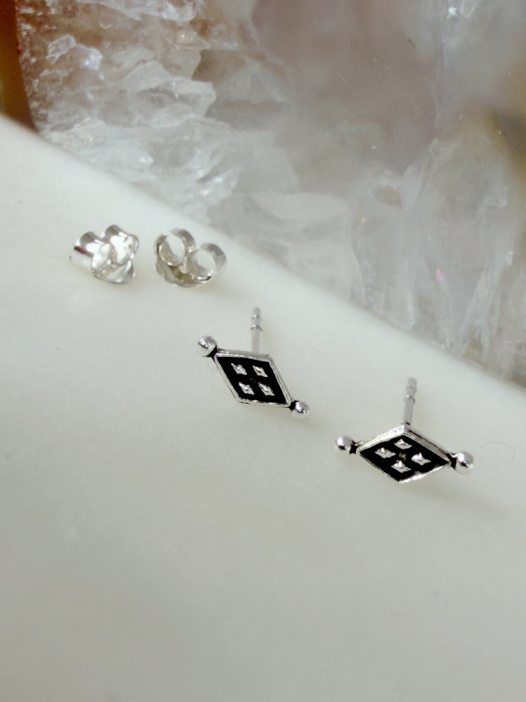 Diamond Dot Silver Studs