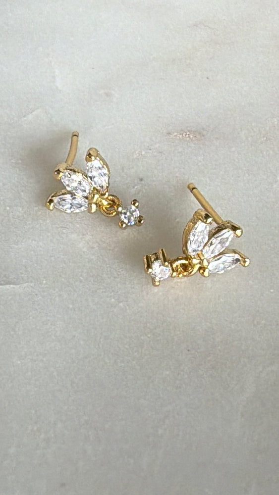 Gold Plated Sterling Silver Studs with Sparkling Drop