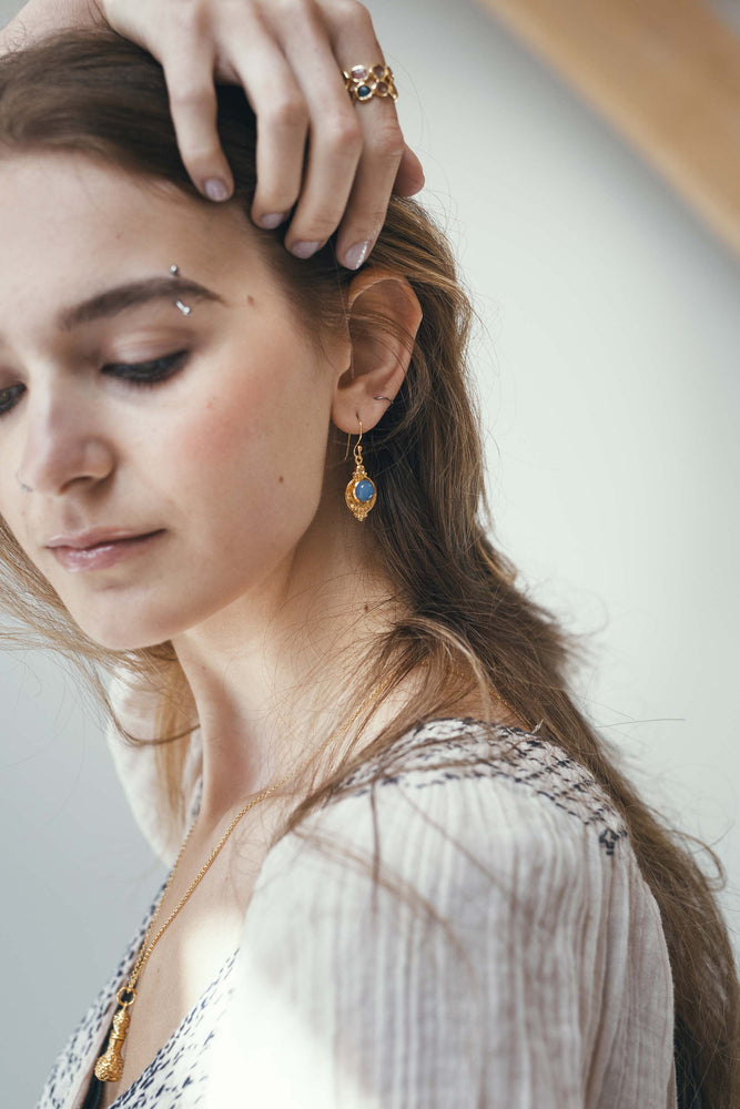 Solara Drops - Blue Chalcedony Earrings