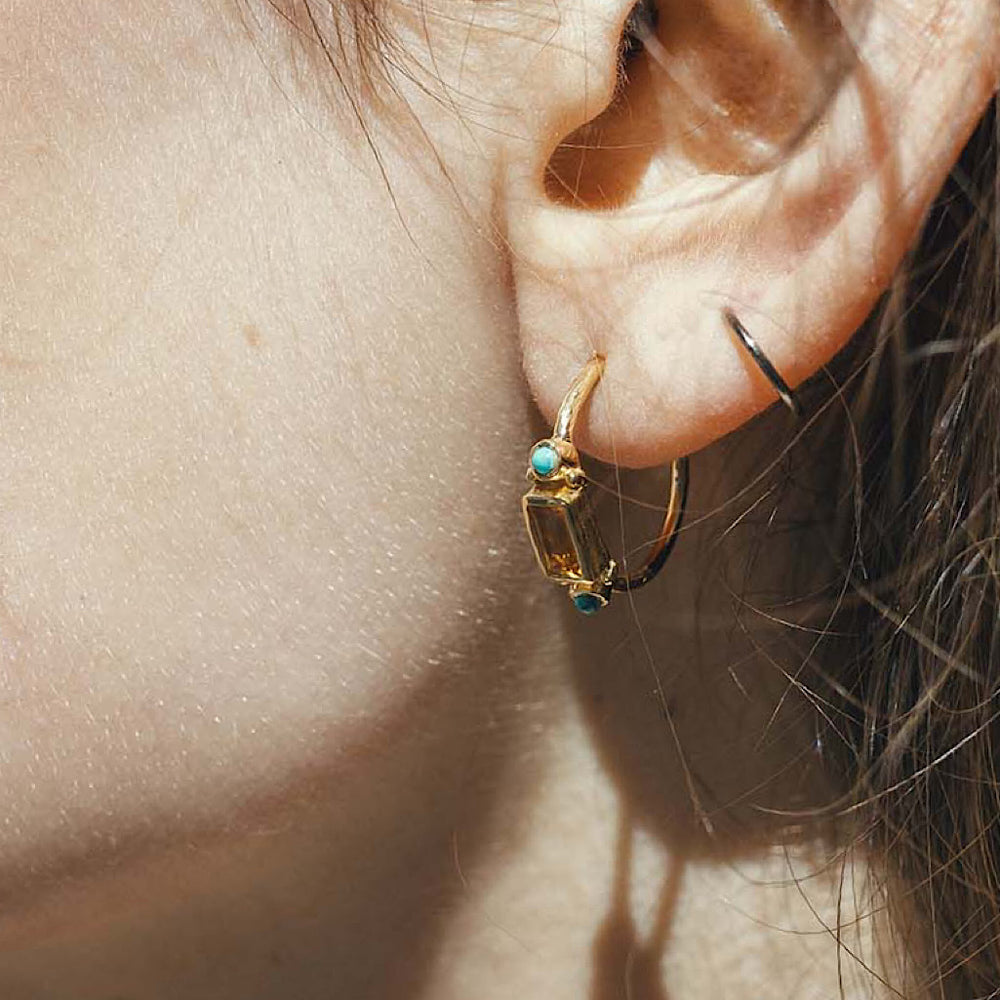 Nya Citrine and Turquoise Earrings
