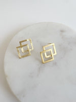 Ana Open Diamond Overlap Gold Studs