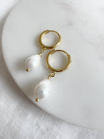 Pearl Drop Huggies - 18k Gold Vermeil