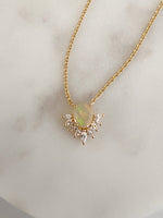 Opal and White Topaz Radience Necklace - Gold Vermeil