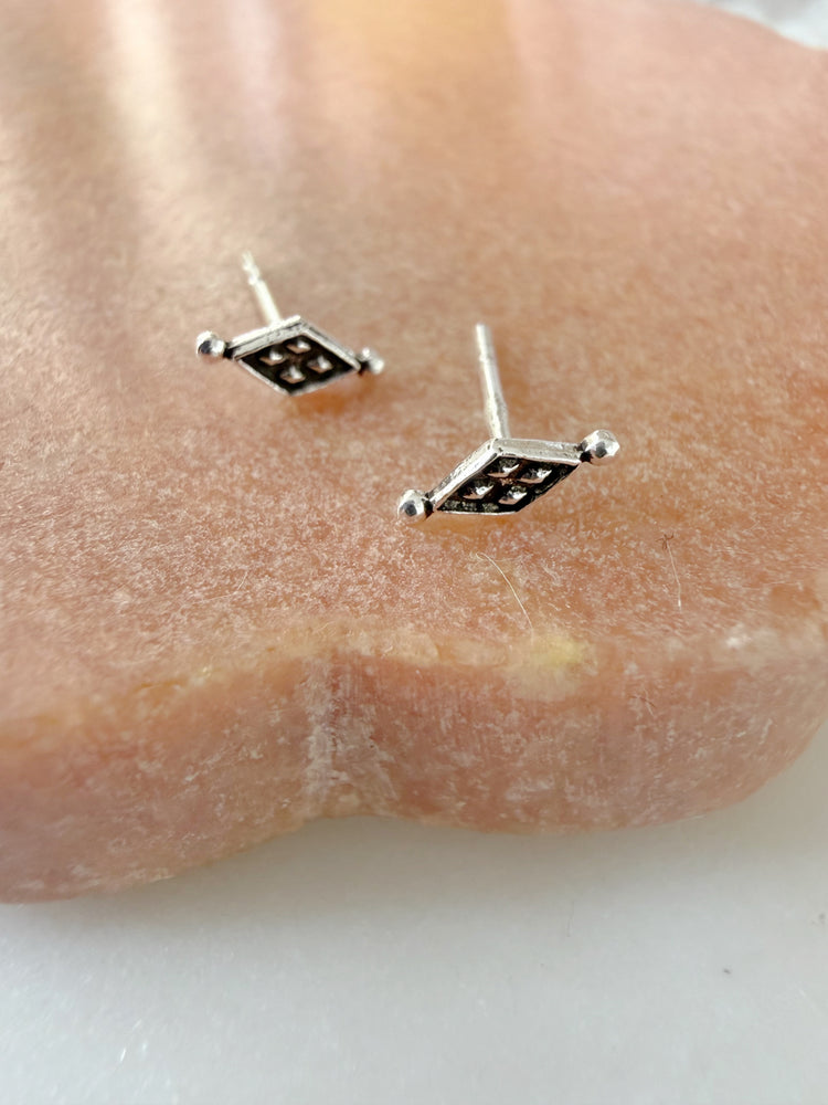 Diamond Dot Silver Studs