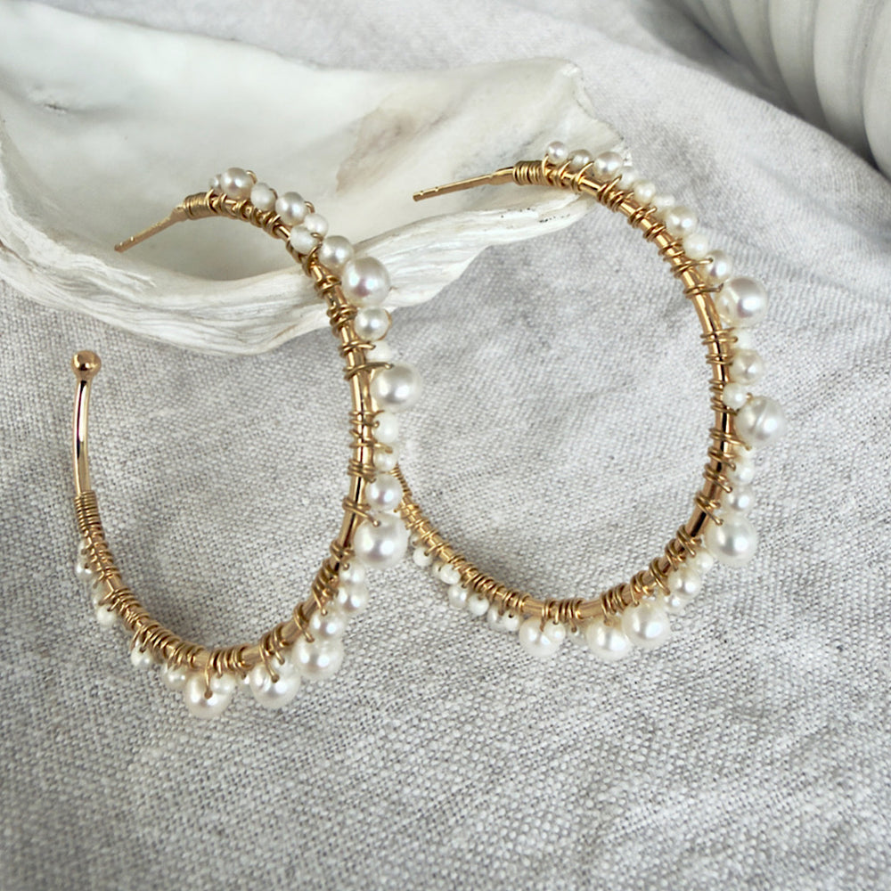 Isla Pearl Statement Hoop - Gold vermeil