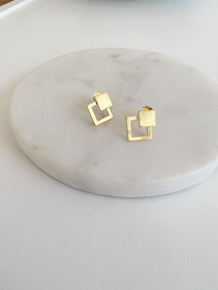 Una Diamond Overlap Gold Studs