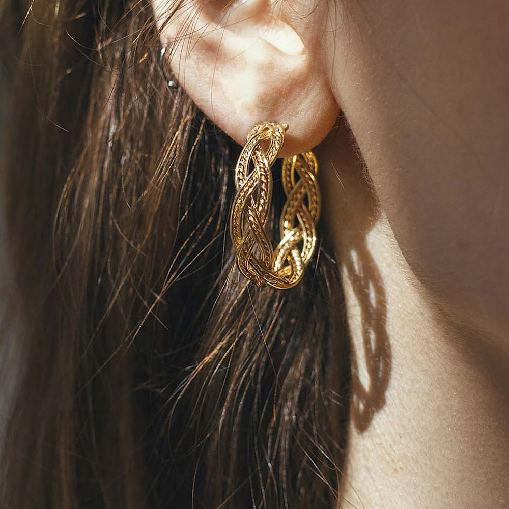 Braided Statement Hoop - Gold vermeil