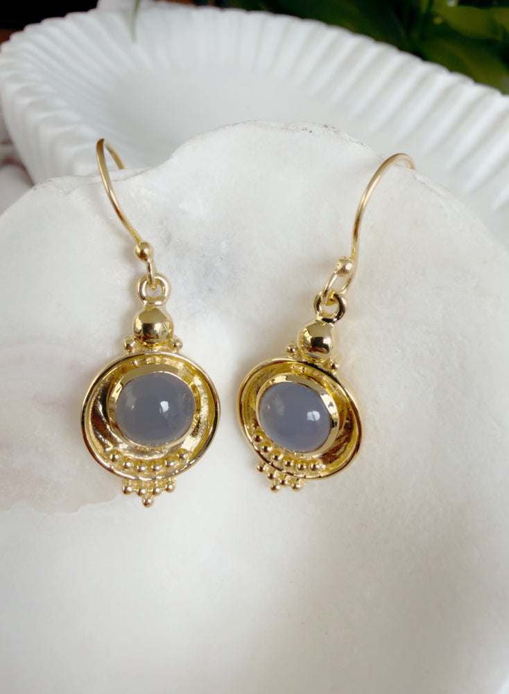 Solara Drops - Blue Chalcedony Earrings
