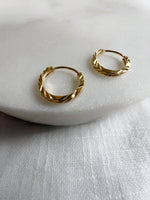 Gold Etched Sleeper Huggie Hoops