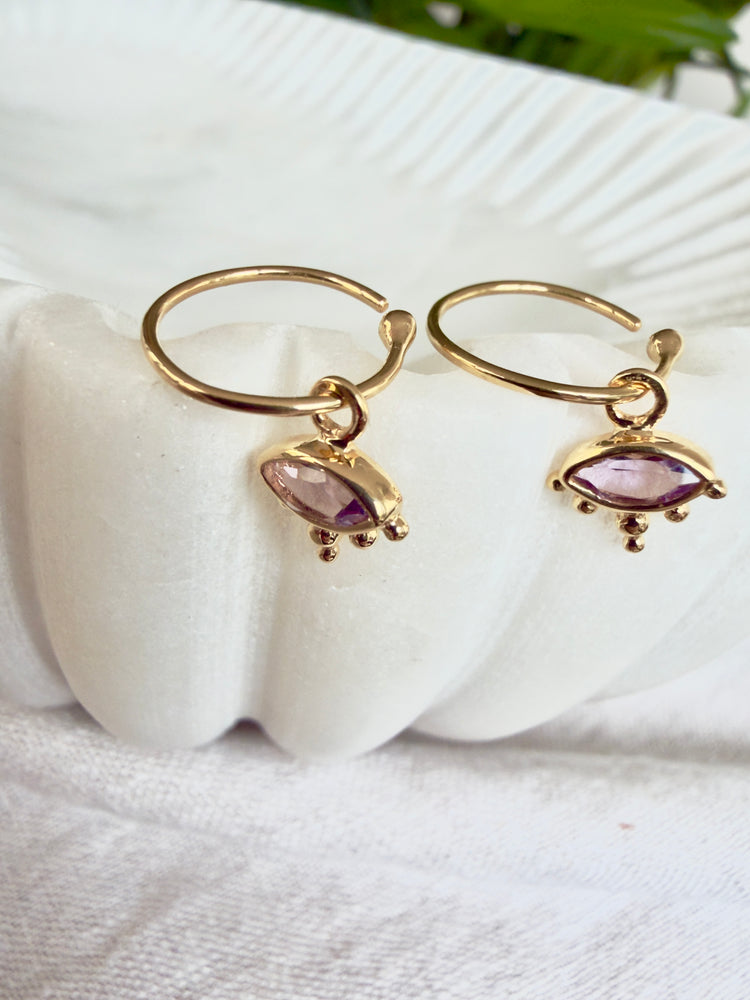 Third Eye Amethyst Hoops