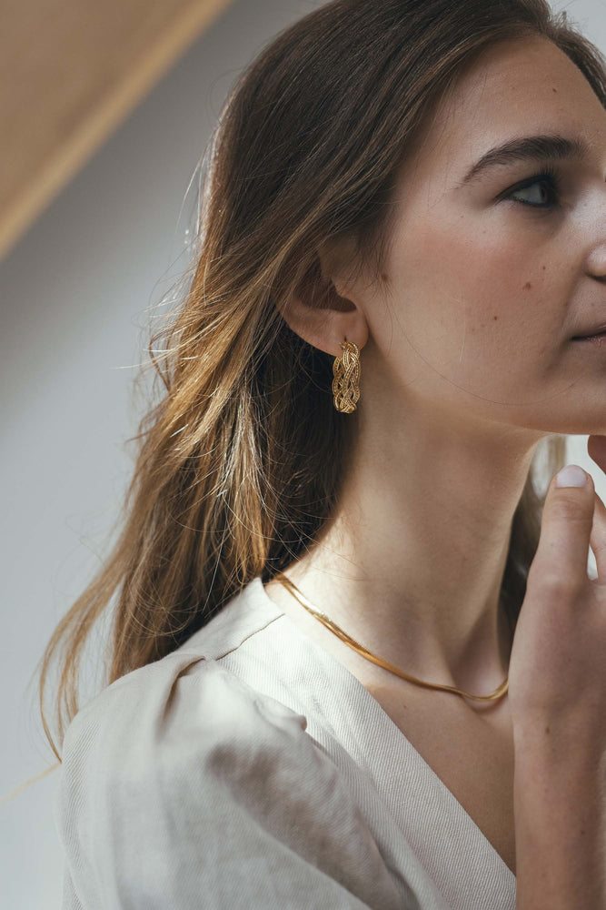 Braided Statement Hoop - Gold vermeil