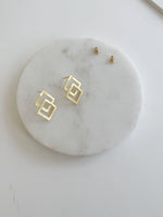 Ana Open Diamond Overlap Gold Studs