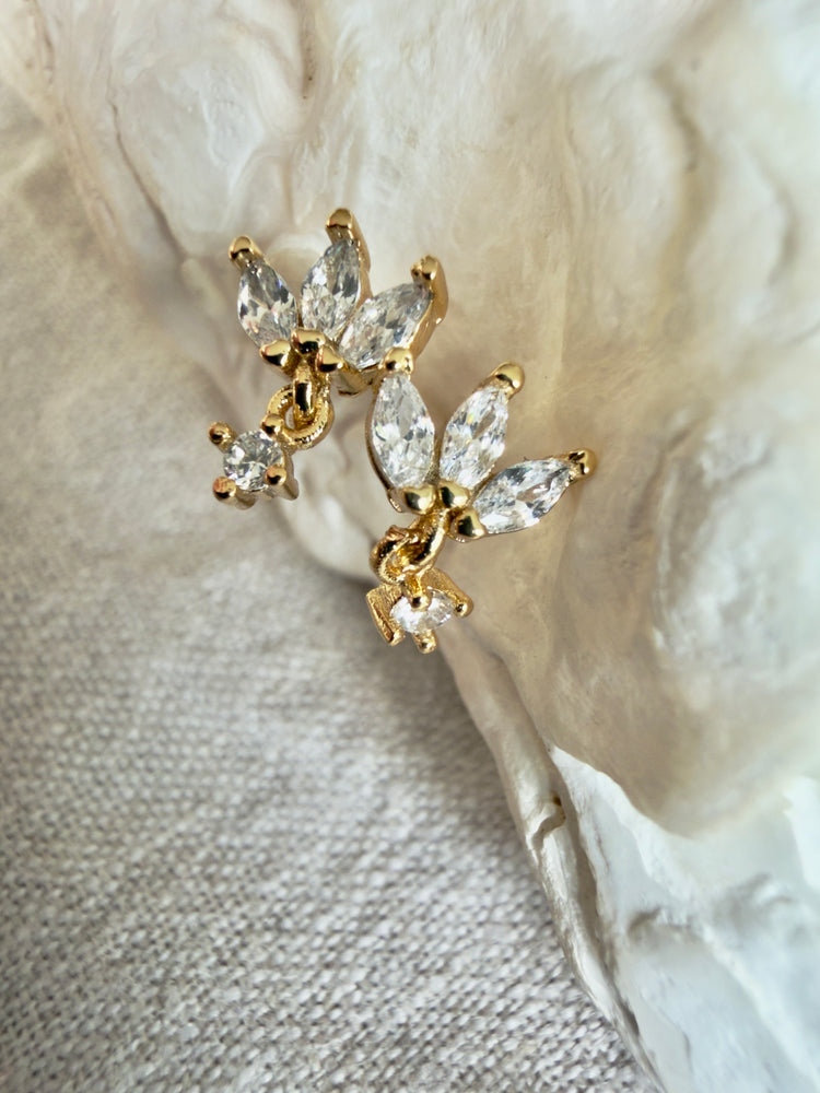 Gold Plated Sterling Silver Studs with Sparkling Drop