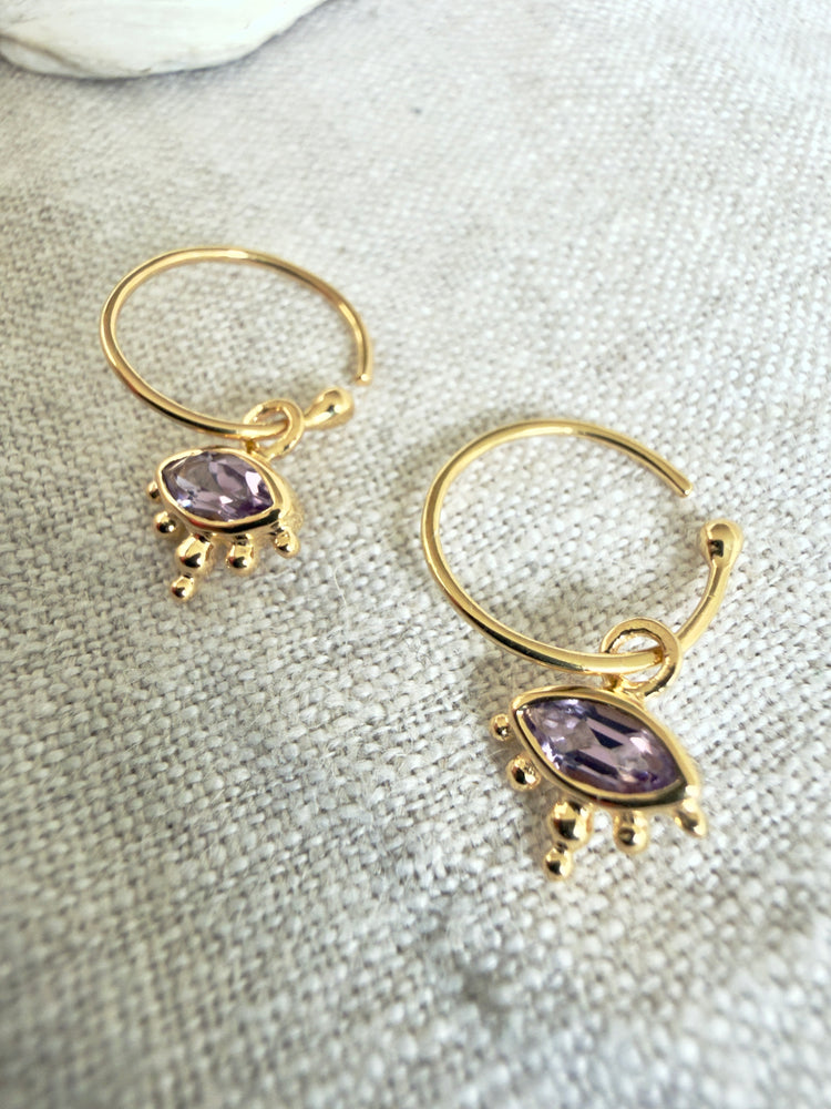 Third Eye Amethyst Hoops
