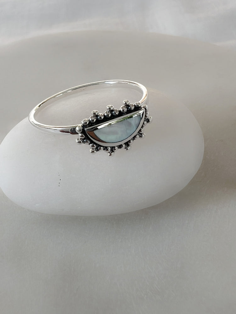 Boho Moon Mother of Pearl Ring