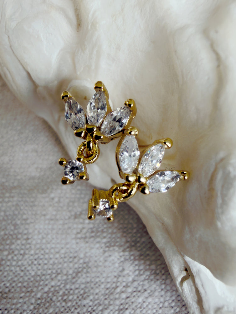 Gold Plated Sterling Silver Studs with Sparkling Drop