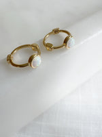 Tiny Gold Vermeil Opal Sleeper Huggie Hoops