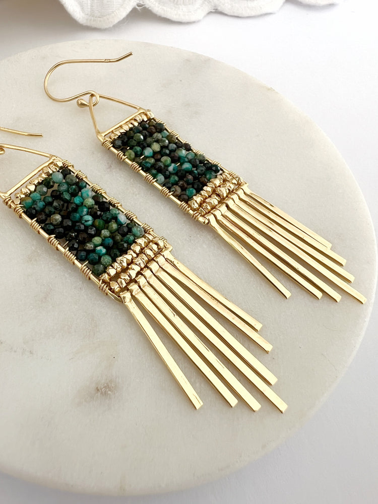 Peace Crystal Chrysocolla Statement earrings