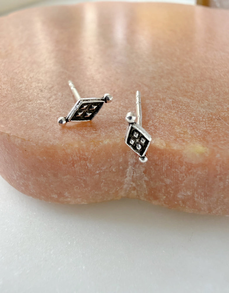 Diamond Dot Silver Studs