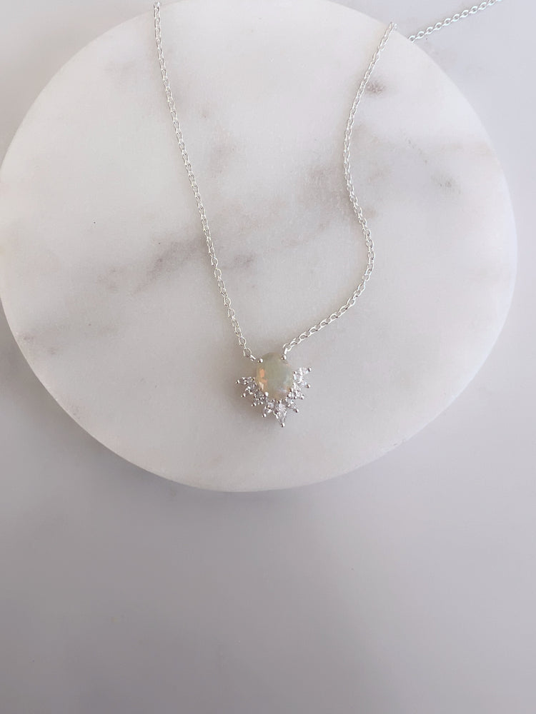 Opal and White Topaz Radience Necklace
