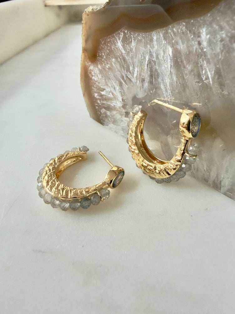 Eclipse Hoops - Labradorite