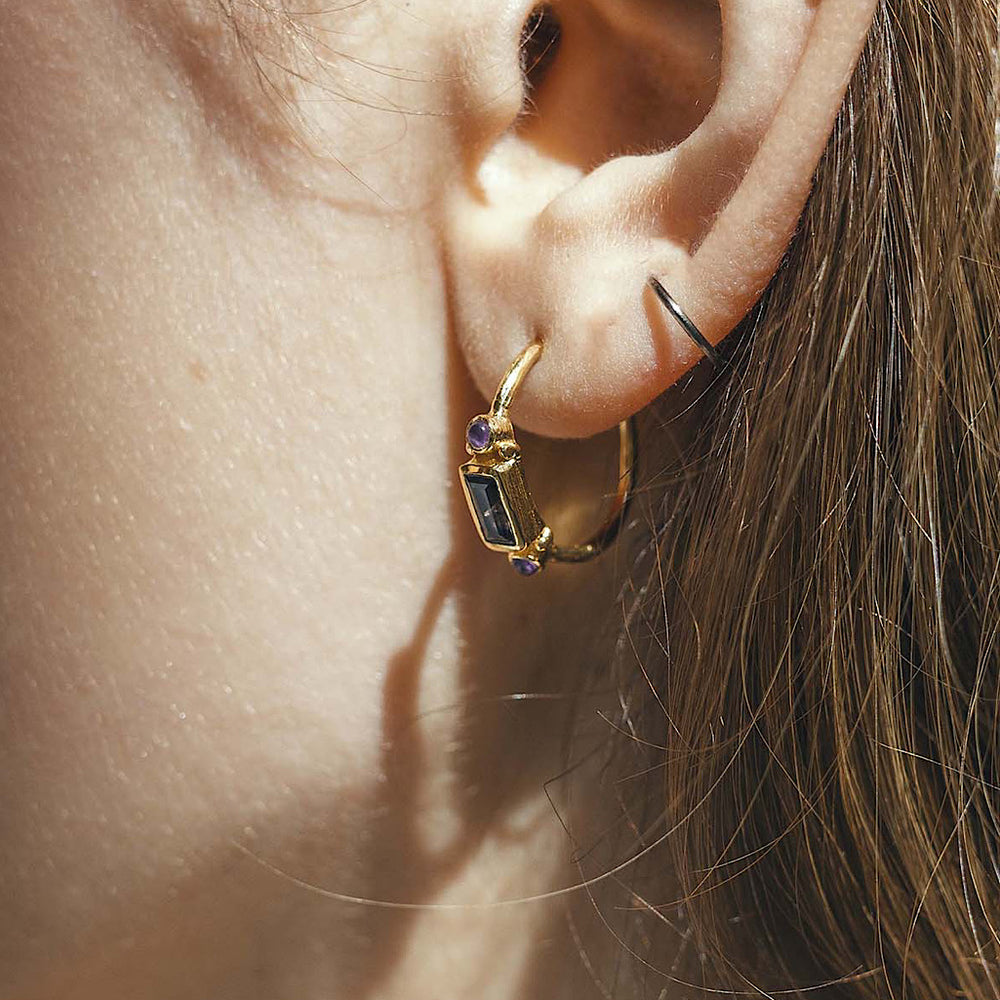 Nya Iolite and Amethyst Earrings
