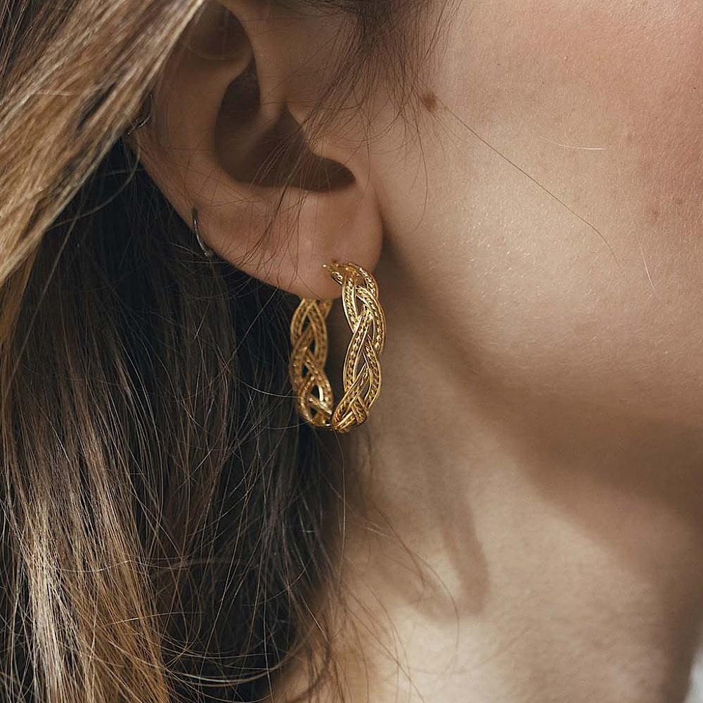 Braided Statement Hoop - Gold vermeil