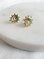 Ripple Drop Turquoise Studs - gold vermeil