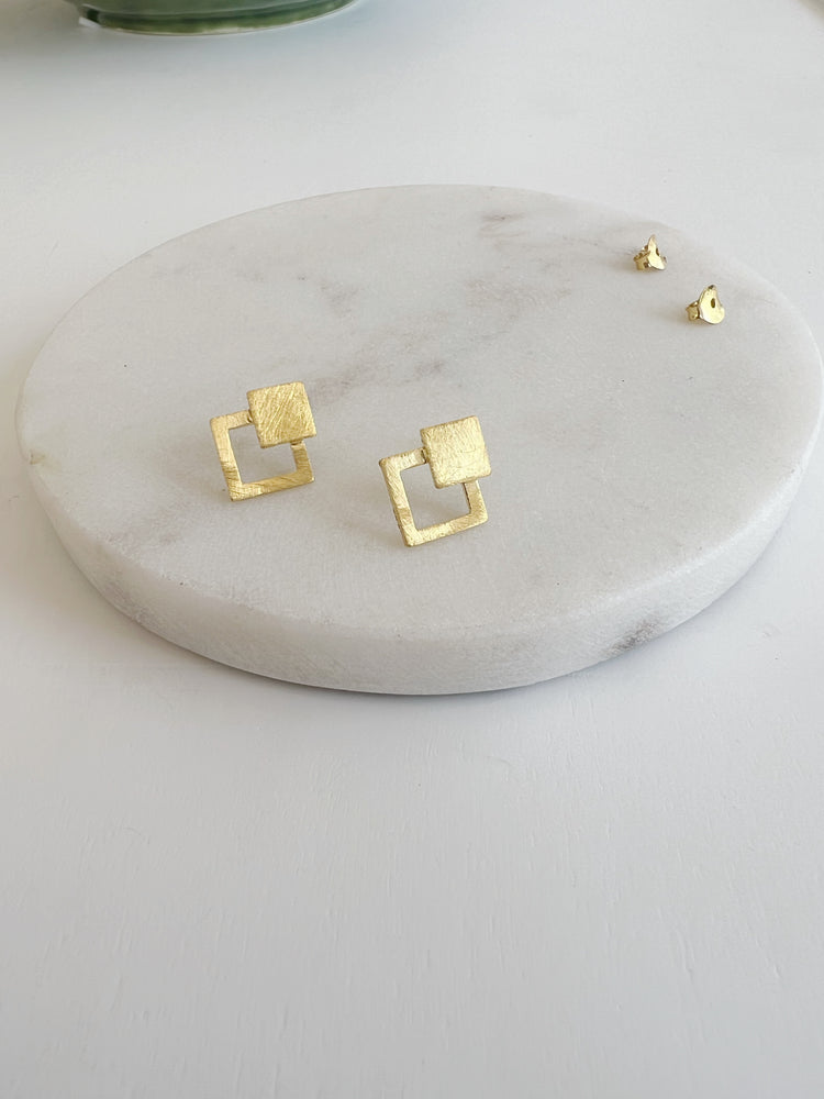 Una Diamond Overlap Gold Studs