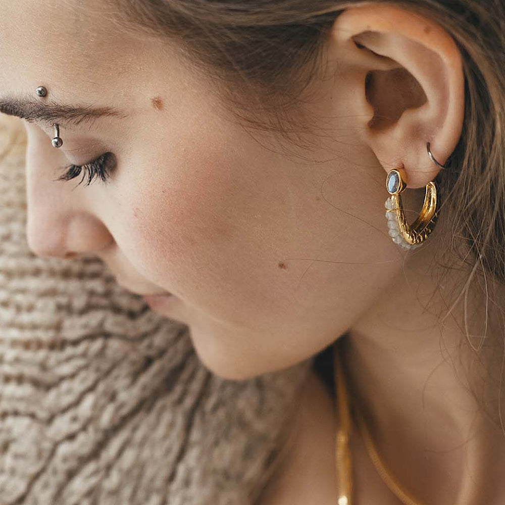 Eclipse Hoops - Labradorite