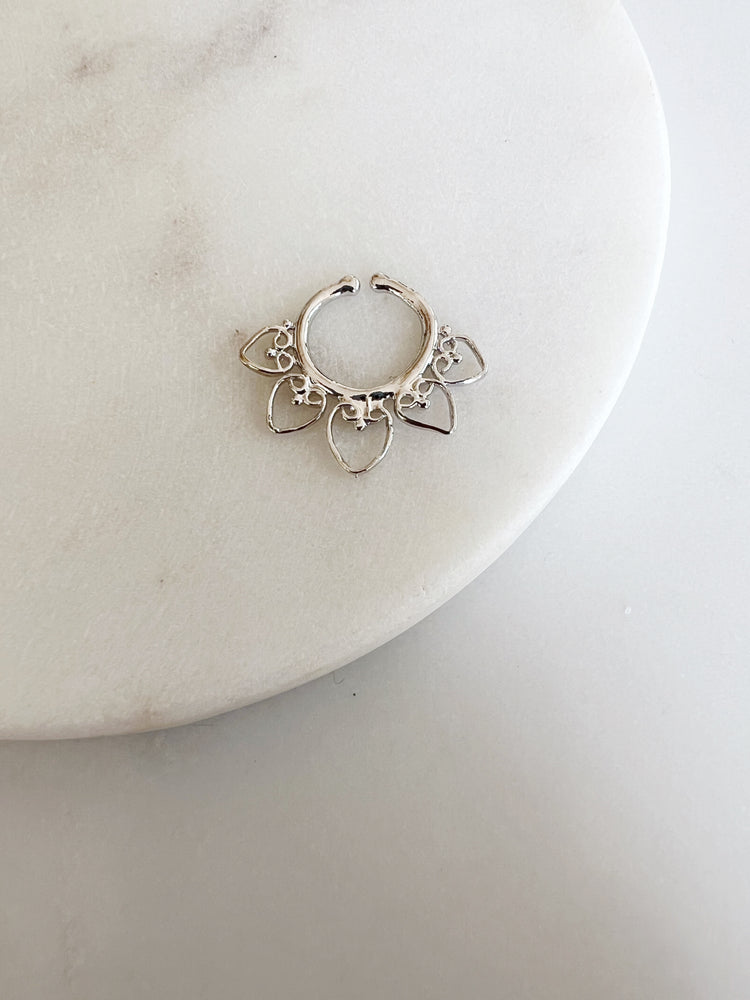 Lotus Clip on Septum Ring -silver