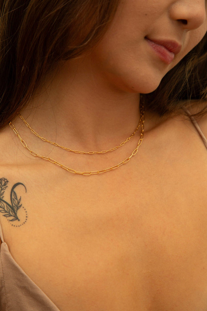 Fine Paperclip Necklace - Gold Vermeil
