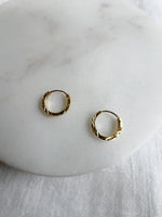 Gold Etched Sleeper Huggie Hoops