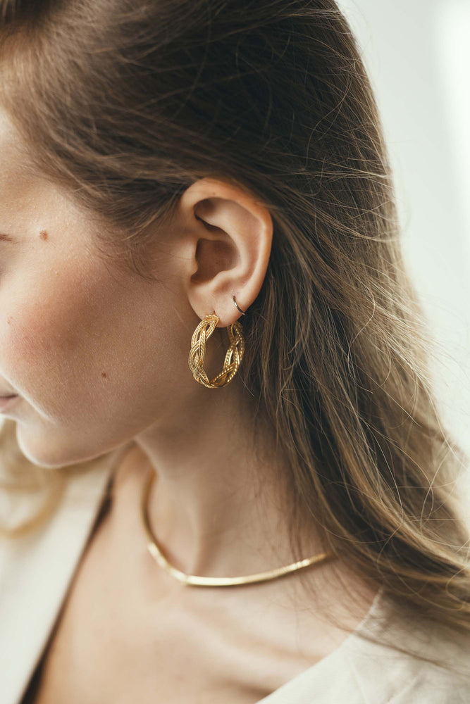 Braided Statement Hoop - Gold vermeil