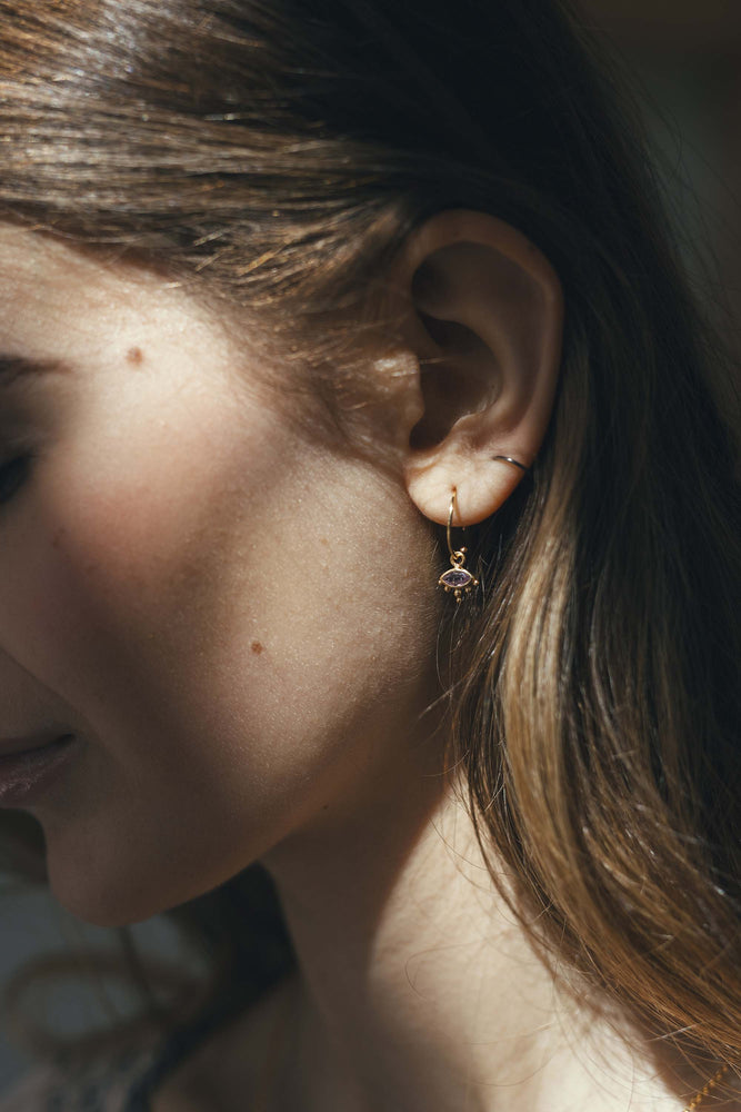 Third Eye Amethyst Hoops