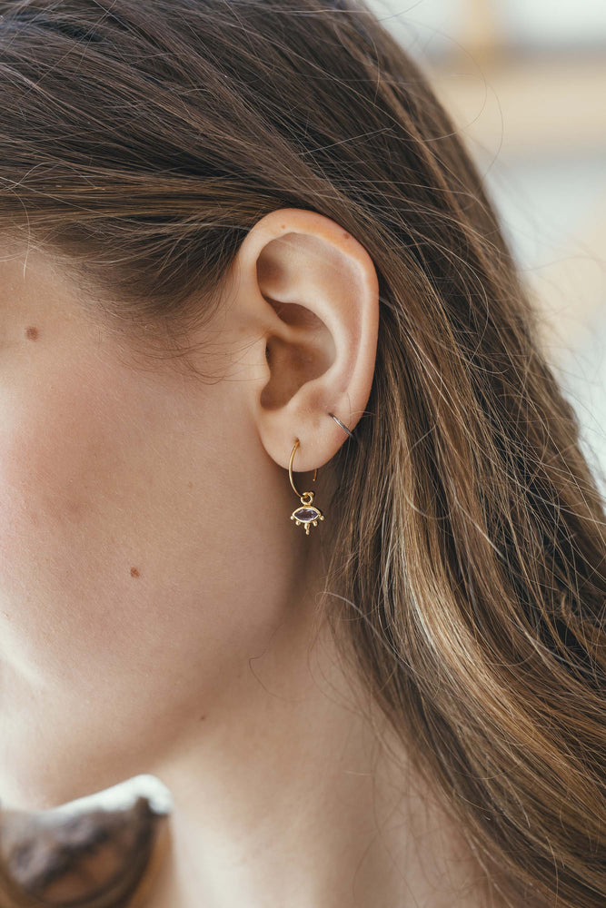 Third Eye Amethyst Hoops