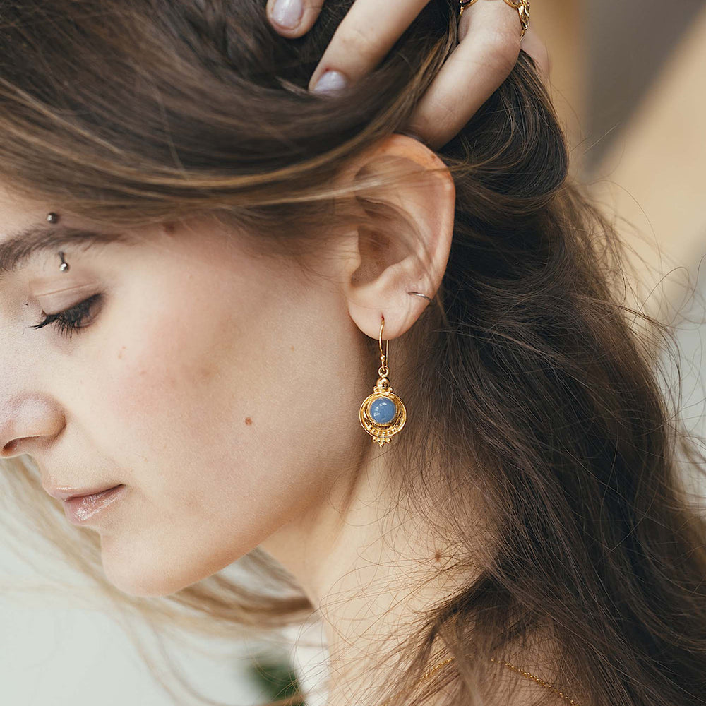 Solara Drops - Blue Chalcedony Earrings