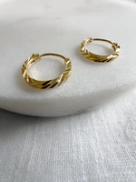 Gold Etched Sleeper Huggie Hoops