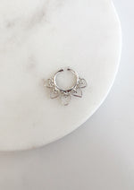 Lotus Clip on Septum Ring -silver