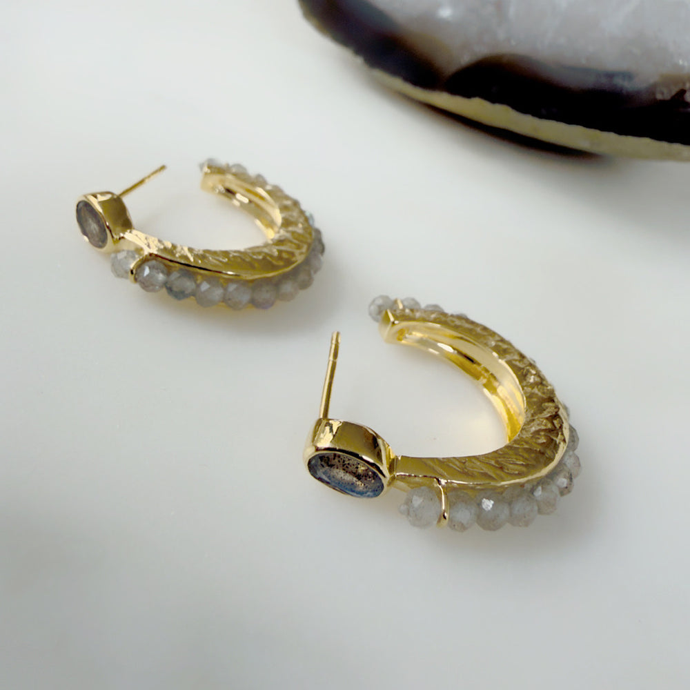 Eclipse Hoops - Labradorite