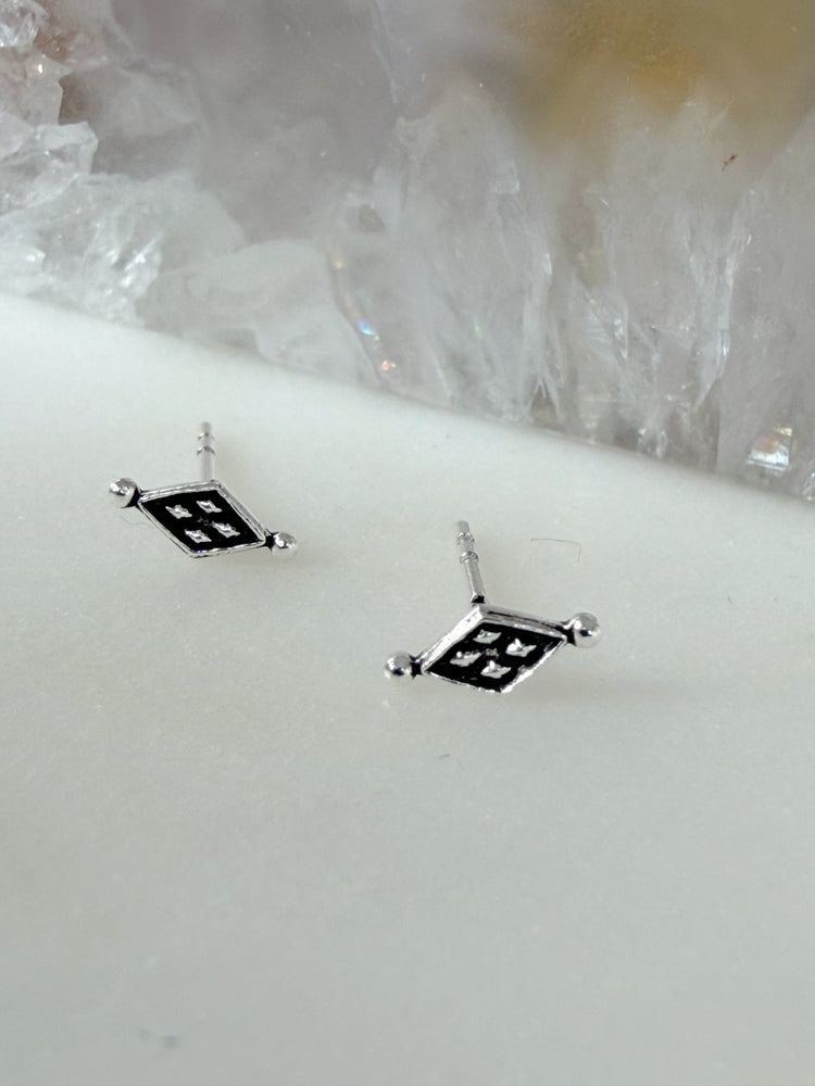 Diamond Dot Silver Studs