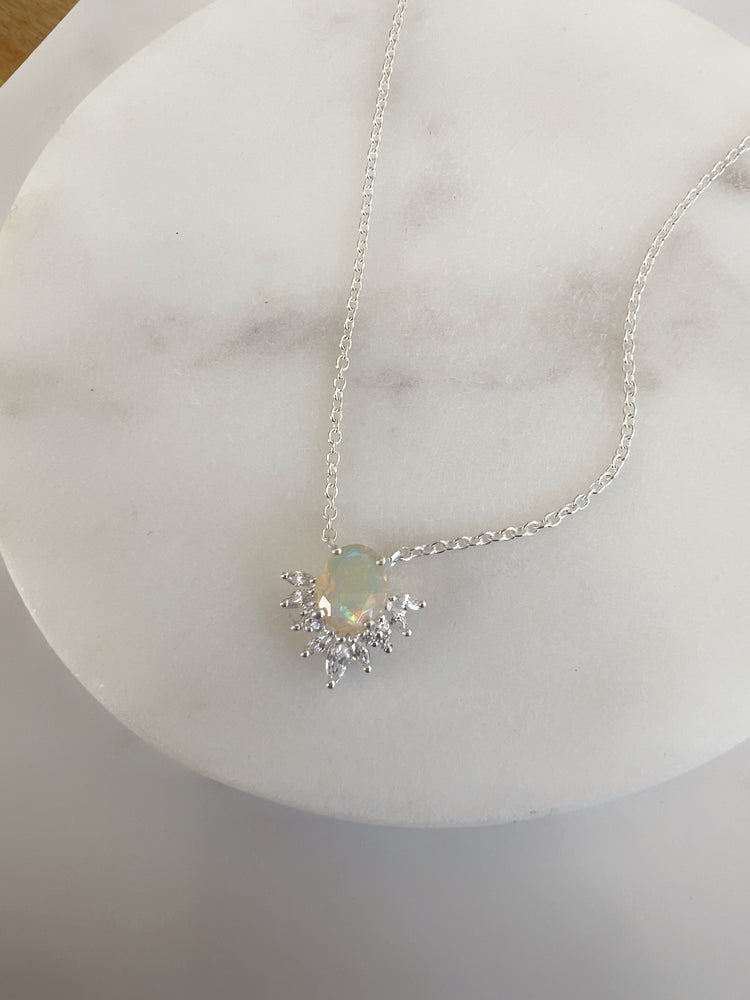 Opal and White Topaz Radience Necklace