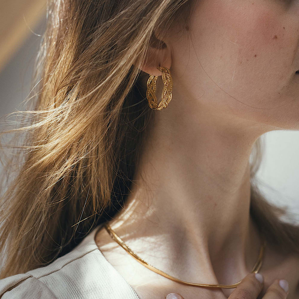Braided Statement Hoop - Gold vermeil