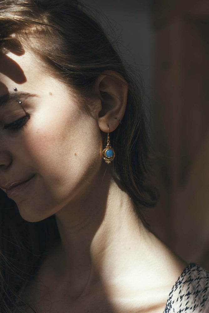 Solara Drops - Blue Chalcedony Earrings
