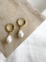 Pearl Drop Huggies - 18k Gold Vermeil