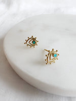 Ripple Drop Turquoise Studs - gold vermeil