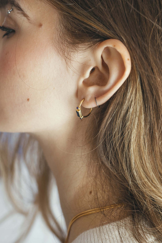 Nya Iolite and Amethyst Earrings